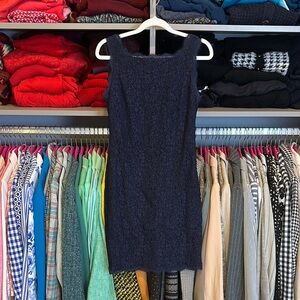 Adrianna Papell navy lace v back exposed zipper closure lined dress size 4P